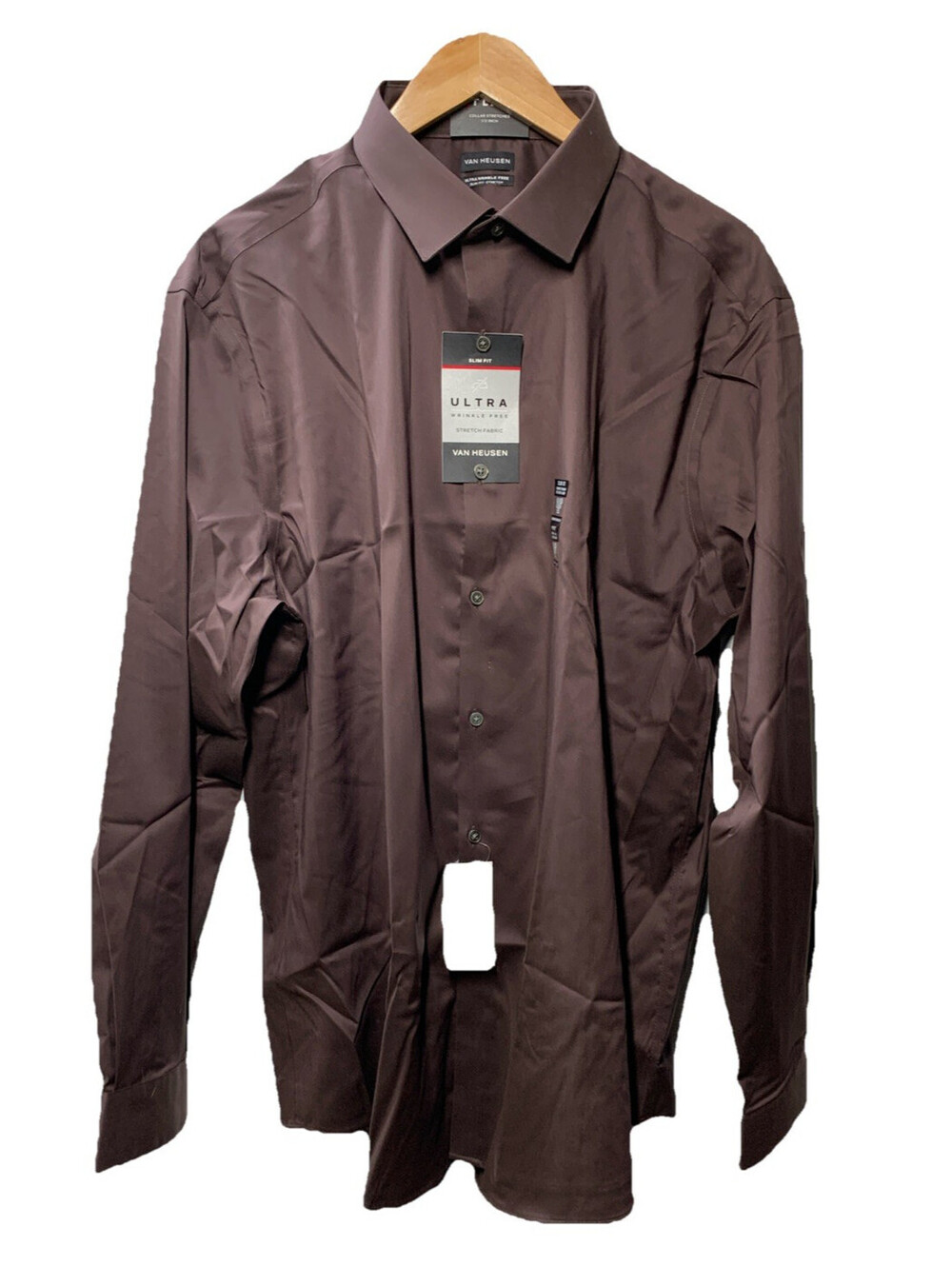 Van Heusen Men's Dress Shirt Slim Fit Flex Collar Stretch Solid 2XL Long Sleeve